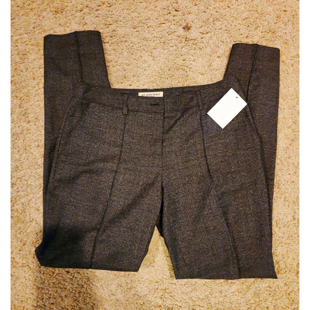 Burberry London NWT Women's 100% Virgin Wool Plaid Trousers Pants Italy US 4